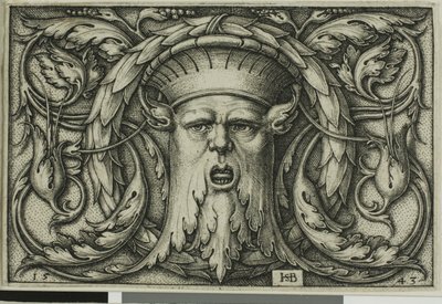 Prydnad med en mask av Hans Sebald Beham