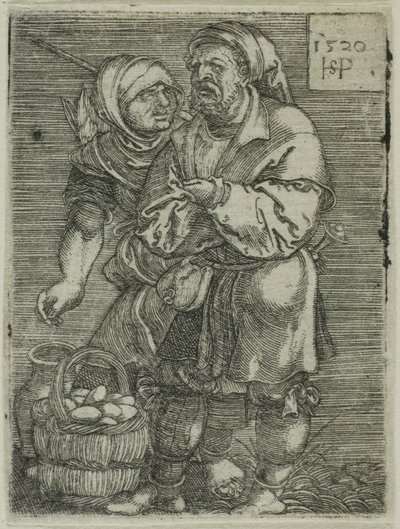 Bondepar som säljer ägg av Hans Sebald Beham