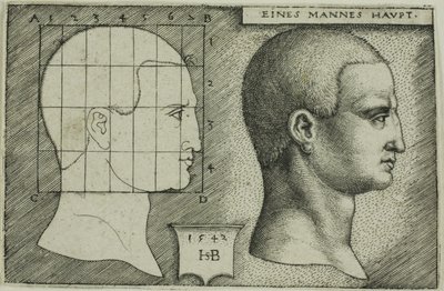 Profilstudie av en mans huvud av Hans Sebald Beham