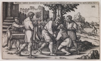Den förlorade sonens återkomst, från serien "Den förlorade sonens historia" av Hans Sebald Beham