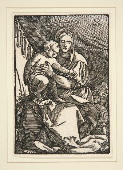 Den heliga familjen under baldakinen av Hans Sebald Beham