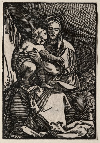 Den heliga familjen under ett tält av Hans Sebald Beham