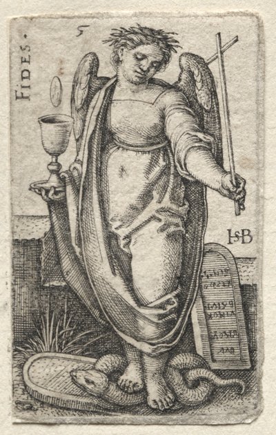 Kunskapen om Gud och de sju kardinaldygderna: Trohet - Fides. av Hans Sebald Beham