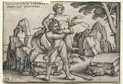 The Labors of Hercules: Hercules Crushing Antaeus av Hans Sebald Beham