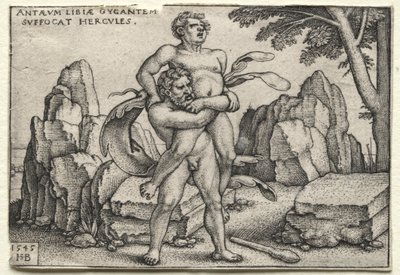 The Labours of Hercules: Hercules Crushing Antaeus, 1545. av Hans Sebald Beham