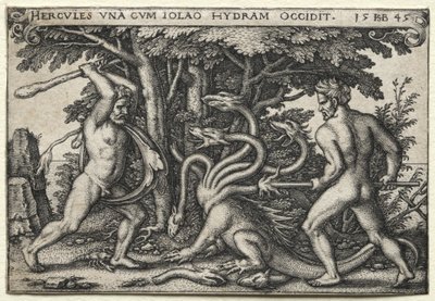 The Labors of Hercules: Hercules Killing the Lernean Hydra av Hans Sebald Beham