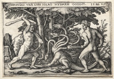 The Labors of Hercules: Hercules Killing the Lernean Hydra av Hans Sebald Beham