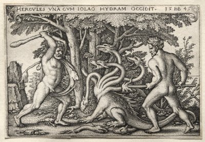 The Labors of Hercules: Hercules Killing the Lernean Hydra av Hans Sebald Beham