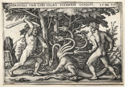 The Labours of Hercules: Hercules Killing the Lernean Hydra, 1545. av Hans Sebald Beham