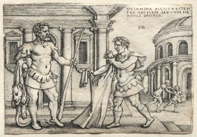 The Labors of Hercules: Hercules tar emot plagget genomsyrat av Nessus Blood, 1542. av Hans Sebald Beham