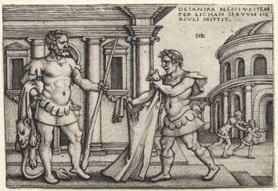 Herkules tar emot plagget som dränkts i Nessuss blod, 1542. av Hans Sebald Beham