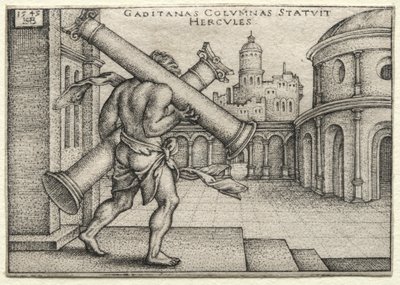 The Labours of Hercules: Hercules and the Columns of Gades, 1545. av Hans Sebald Beham