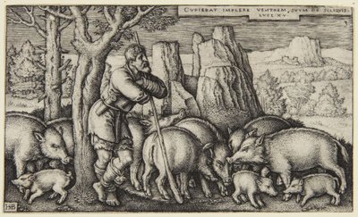 Den förlorade sonen III: sonen bland svinen av Hans Sebald Beham