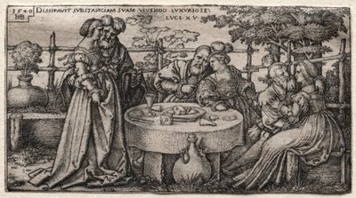 Den förlorade sonen: Slösa bort sin förmögenhet. av Hans Sebald Beham