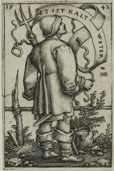 Väderbonden "Det är kallt väder" av Hans Sebald Beham