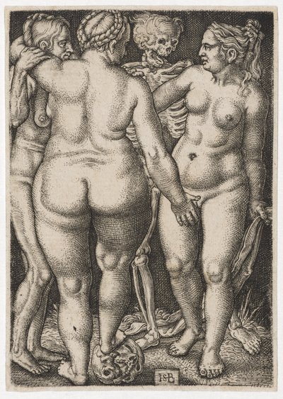 Tre kvinnor och döda, ca. 1546-50 av Hans Sebald Beham