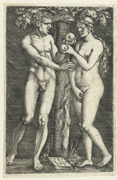 Adam och Evas frestelse i paradiset av Hans Sebald Beham