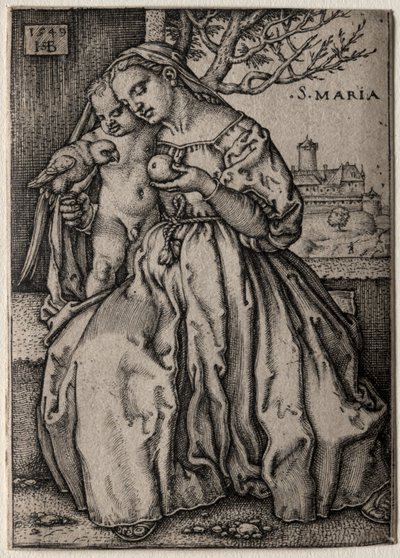 Jungfru med papegojan, 1549. av Hans Sebald Beham