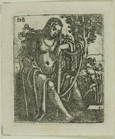 Kvinna med en harpa av Hans Sebald Beham