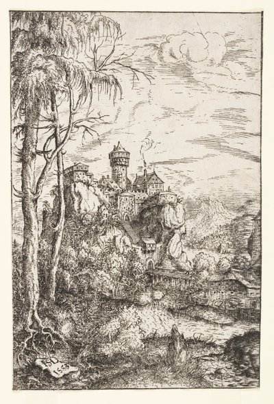 Landskap med slott och bro av Hans Sebald Lautensack