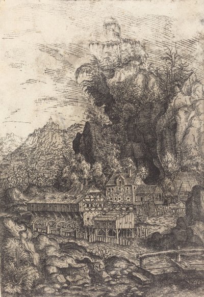 Landskap med en vattenkvarn, 1553. av Hans Sebald Lautensack