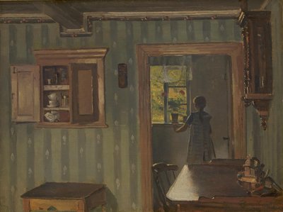 Interiör med en liten flicka av Hans Smidth