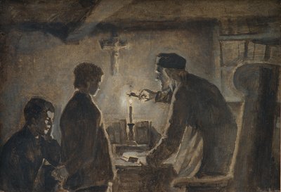 Pastor Sören blåser ut ljuset på nyårsafton av Hans Smidth
