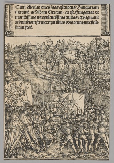 Ungersk kampanj, skylt 14 från historiska scener från kejsar Maximilian I:s liv från triumfbågen av Hans Springinklee