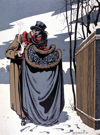 På snö, galant scen av Hans Stubenrauch