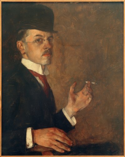 Självporträtt med en cigarett av Hans Sutter