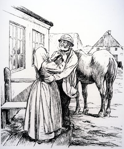 Illustration från "Vad den gamle mannen gör är alltid rätt" av Hans Christian Andersen av Hans Tegner