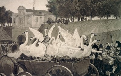Vilda svanar, illustration av Hans Tegner (1853-1932) till saga av Hans Christian Andersen (1805-1875) av Hans Tegner