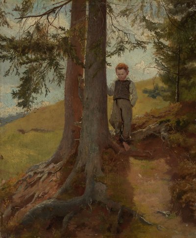 Bondpojke vid skogsbrynet av Hans Thoma