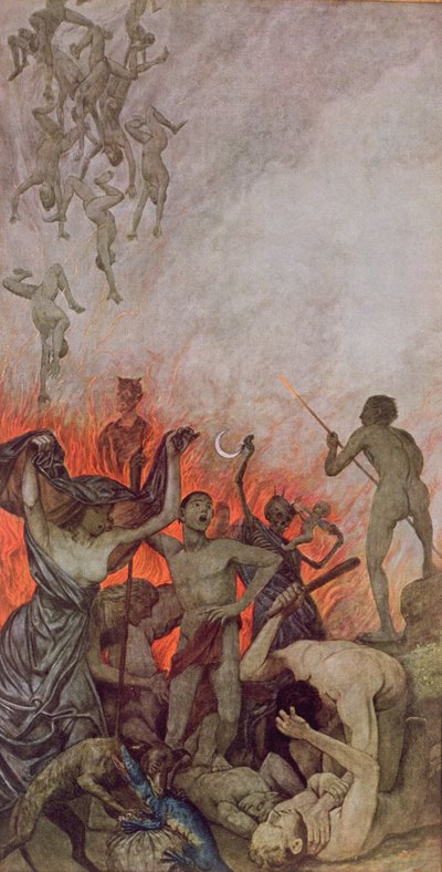 Helvetet, illustration från Festkalender utgiven i Leipzig ca 1910 av Hans Thoma