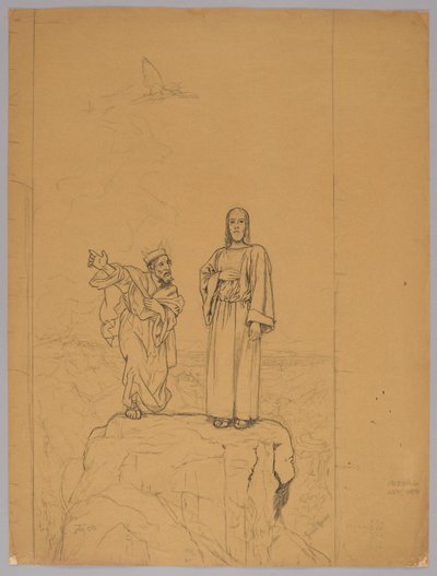 Die Versuchung Christi, verso: Christus gekreuzigt av Hans Thoma