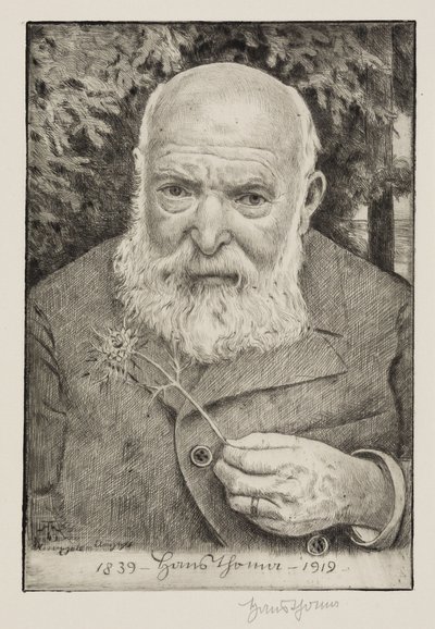 Självporträtt VI med blomma av Hans Thoma