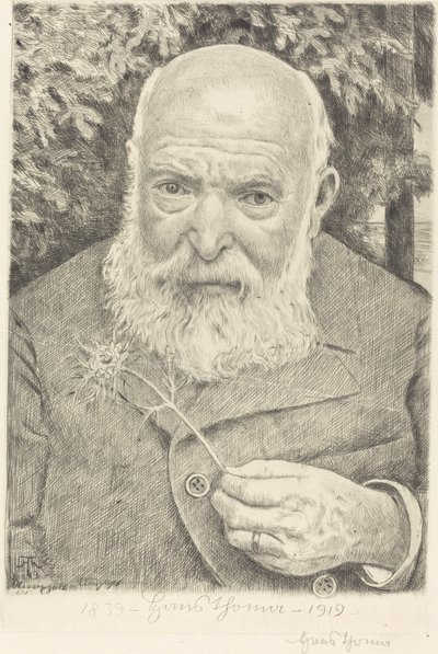Självporträtt VI med blomma av Hans Thoma