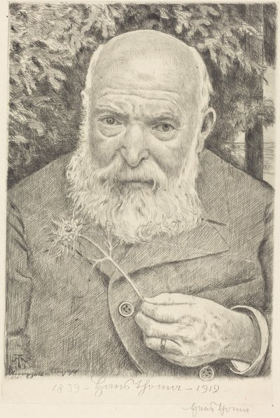 Självporträtt VI med blomma av Hans Thoma