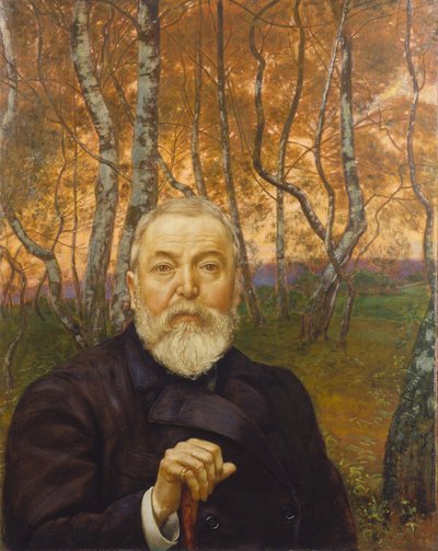 Självporträtt i en björklund av Hans Thoma