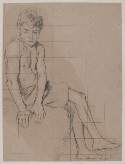 Studie av en sittande pojke av Hans Thoma