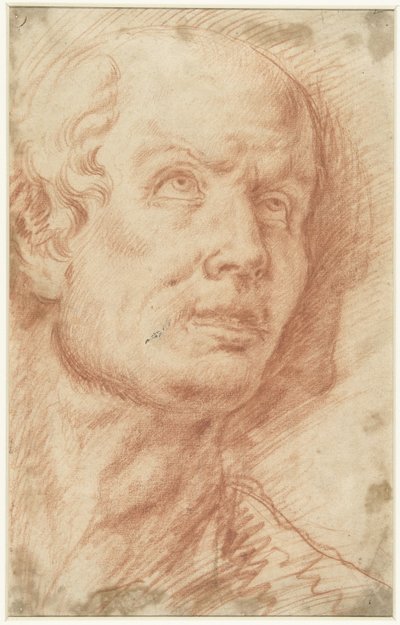 Mans huvud med en uppåtblick av Hans Troschel (possibly)