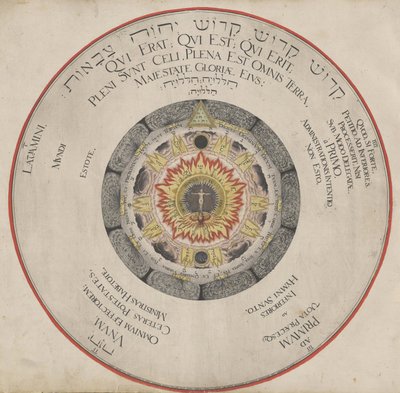Illustration från boken Amphitheater of Eternal Wisdom av H. Khunrath, 1595. av Hans Vredeman de Vries