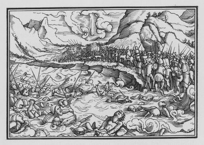Farao förföljer israeliterna, Exodus XIV, 28 av Hans after Holbein the Younger