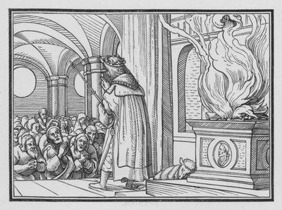 Salomo välsignar folket och prisar Gud, 2 Krönikeboken VI, 12 av Hans after Holbein the Younger