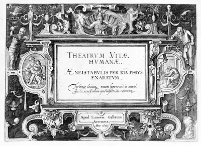 Titelbladet till "Theatrum Vitae Humanae", graverat av Johannes Wierix (1549-c.1618), omtryckt 1638. av Hans or Jan Vredeman de Vries