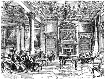The Members Lounge, RAC klubbhus, Pall Mall, London, 1946 av Hanslip Fletcher
