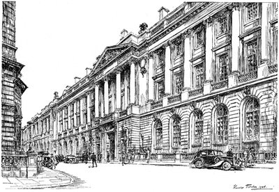 Exteriören av RAC Clubhouse i Pall Mall, London, 1946. av Hanslip Fletcher
