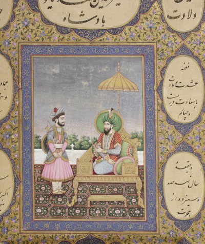 Album av Mughal dynastiska genealogi, 1855 (ogenomskinlig wc och guld på papper) av Haqim Ahasan Ullah Khan