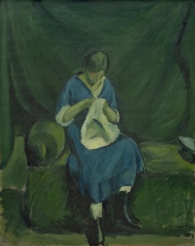 En ung flicka som syr av Harald Giersing