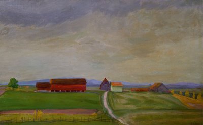 Fältlandskap med gård av Harald Oscar Sohlberg
